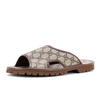 Gucci Men'S Slide Sandals Gg Coated Canvas