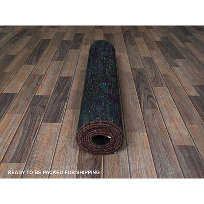 3'X9'9" Overdyed Purple Vintage Zoroastrian Wool Hand Knotted Runner Rug