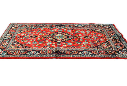 3'7X7'0 Red Traditional Classic Floral Handmade Oriental Rug Entryway Carpet