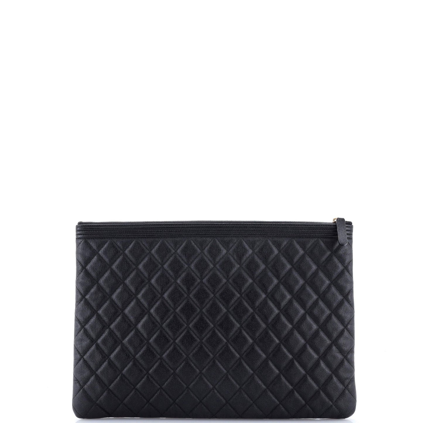 Chanel Boy O Case Clutch Quilted Caviar Large