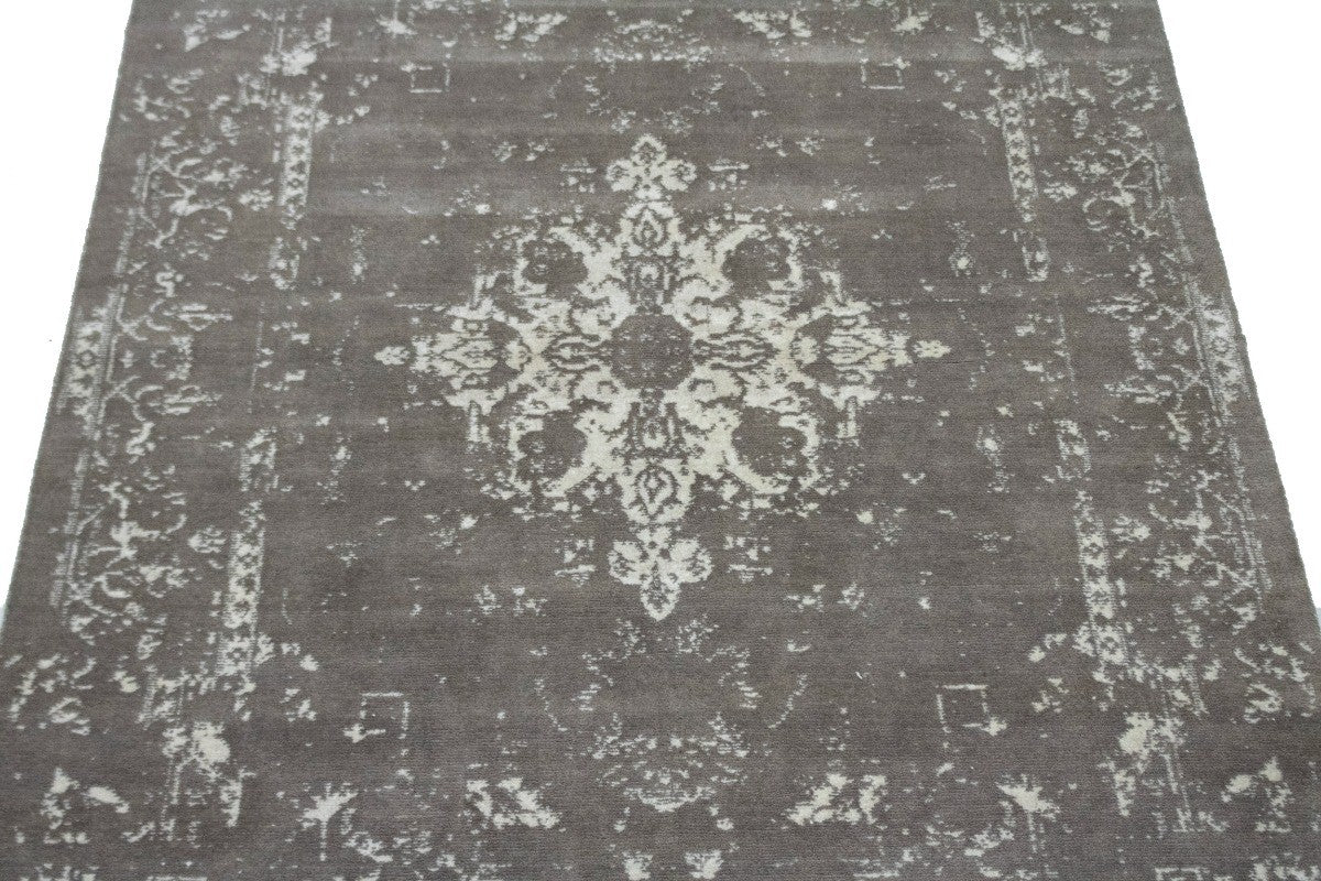 Modern Distressed Hand Knotted Carpet Home Area Rug 6x8 ft