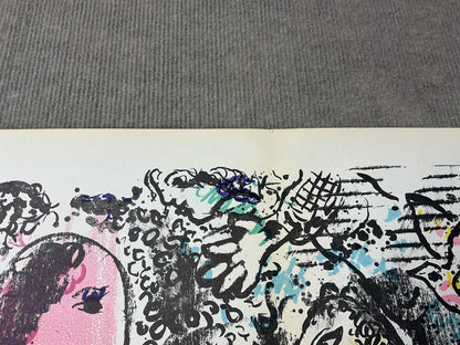 Marc Chagall Reverie " Lithograph Modernism Black & White Pink Ye