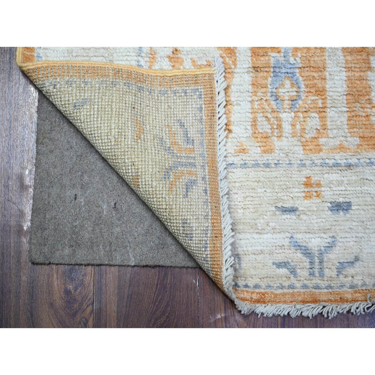 3'1"X4'9" Orange Oushak Cypress Willow Tree Design Wool Hand Knotted Rug