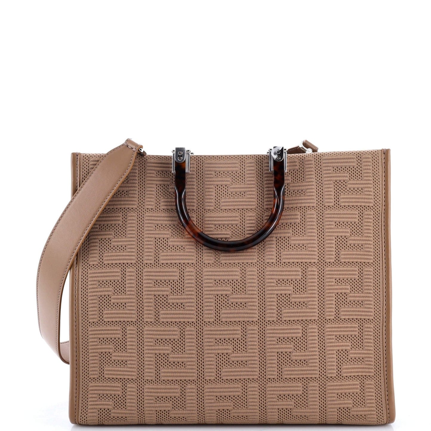 Fendi Sunshine Shopper Tote Zucca Technical Mesh Medium