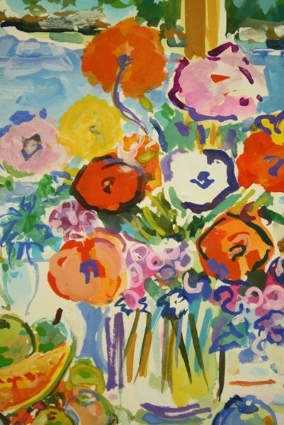 Eva Hannah "Positano" 1999 Gouache On Paper Signed Original Painting With Frame