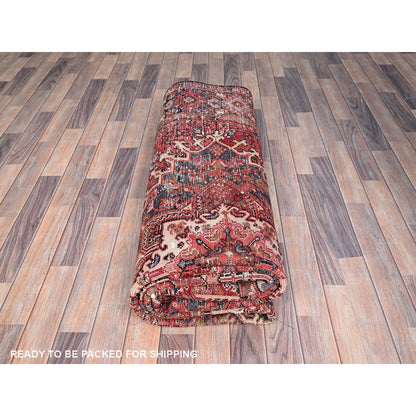 7'10"X11'10" Bills Red Heris Zoroastrian Hand Knotted Wool Oriental Rug