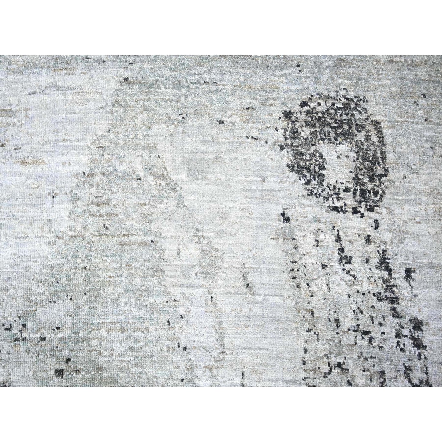 8'10"X12'9" Cloud Gray Modern Galaxy Design Pure Wool Hand Knotted Rug