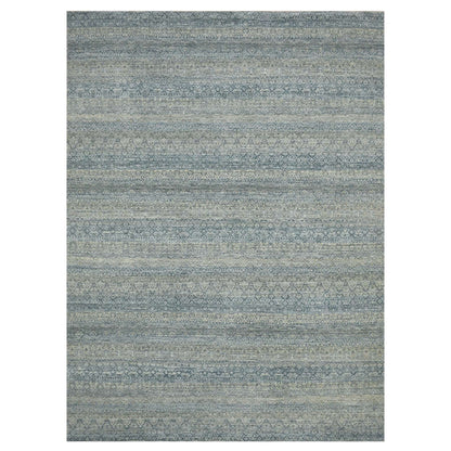 9'X12'2" Gray Kohinoor Small Repetitive Design Soft Wool Hand Knotted Rug