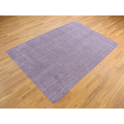 8'X10'1" Liserian Purple Hand Loomed Pure Wool Tone On Tone Oriental Rug
