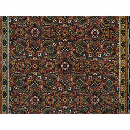 4'2"X6' Red Herrita Fish Design 175 Kspi Hand Knotted Wool And Silk Rug