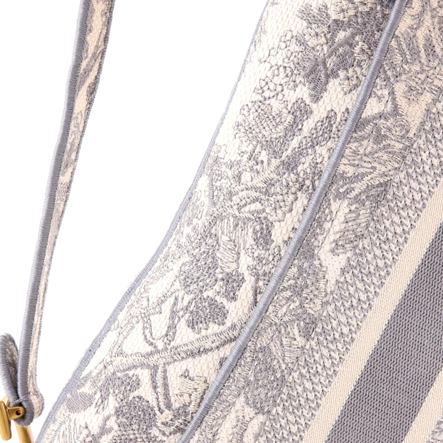 Christian Dior Saddle Bag Logo Embroidered Canvas Medium