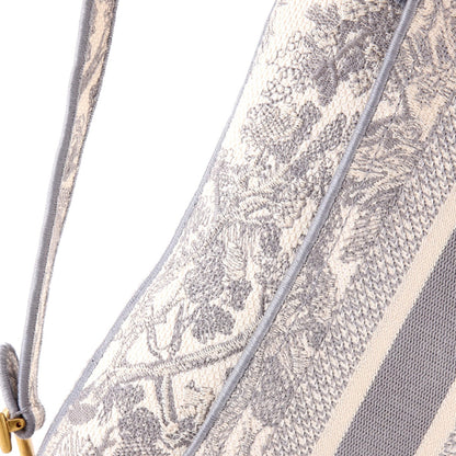Christian Dior Saddle Bag Logo Embroidered Canvas Medium
