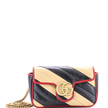 Gucci Gg Marmont Flap Bag Diagonal Quilted Leather Mini