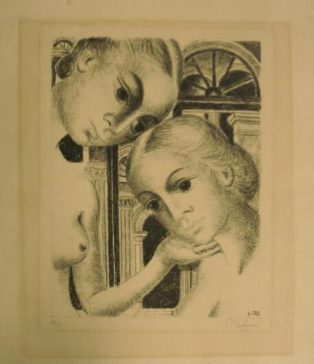 Paul DELVAUX ED70 s/n Original Lithography "Les Pompeiennes" 1970