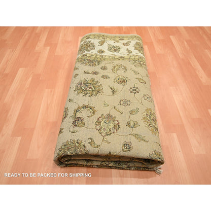 7'8"X9'10" Brown Rajasthan Leaf Design Hand Knotted Wool And Silk Rug