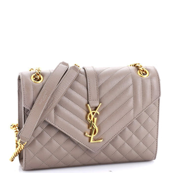 Saint Laurent Classic Monogram Envelope Satchel Mixed Matelasse Leather Medium