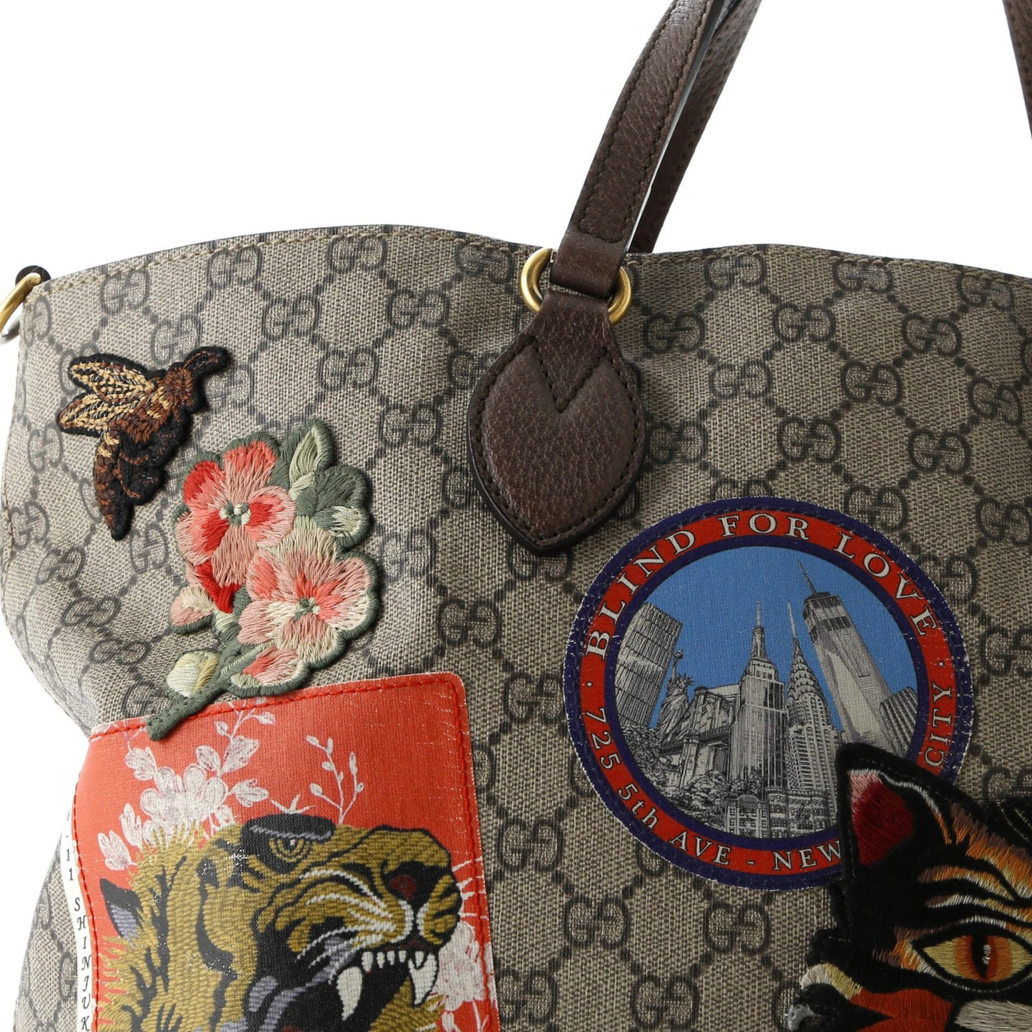 Gucci Courrier Convertible Soft Open Tote Gg Coated Canvas With Applique Large