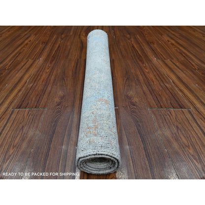 3'1"X5' Gray Washed Out Zoroastrian Design Hand Knotted Wool Oriental Rug