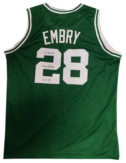 Wayne Embry Autographed "68 Champs Hof 1999" Boston Celtics Jersey (Jsa)