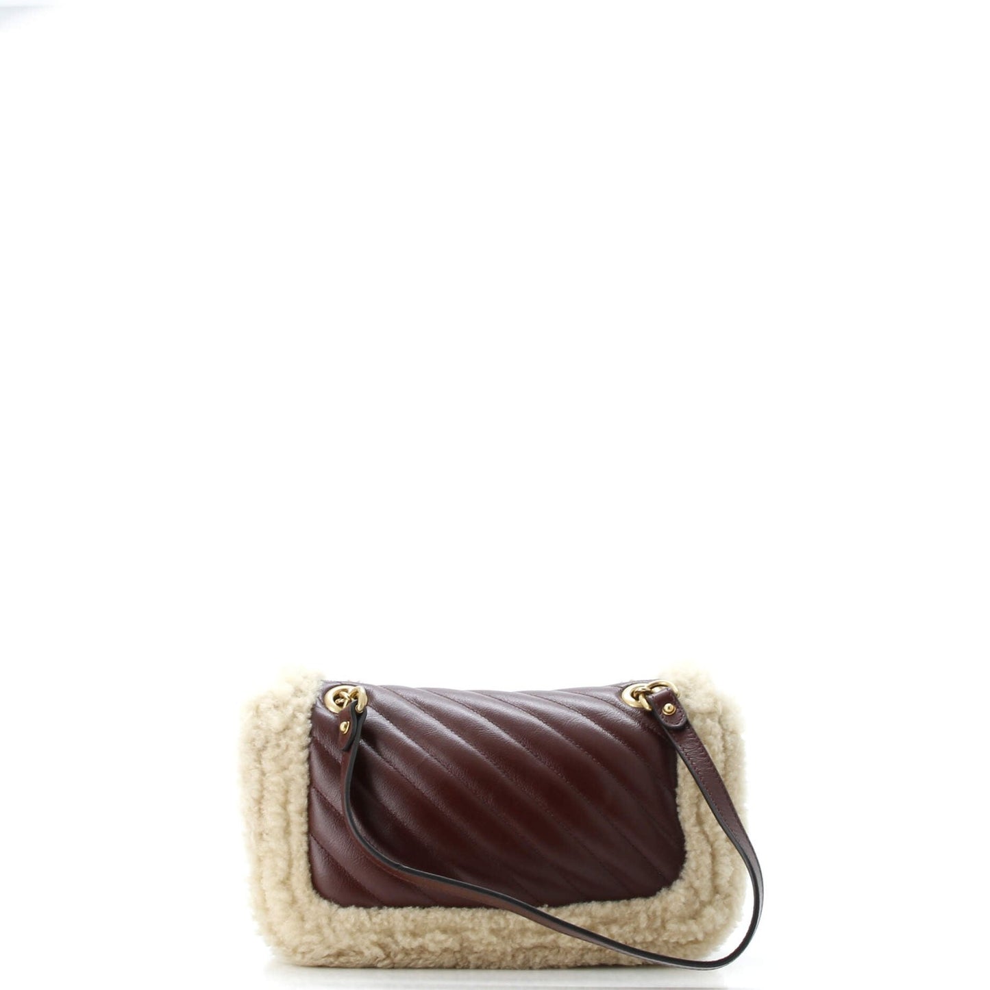 Gucci Gg Marmont Flap Bag Diagonal Quilted Leather With Wool Trim Small