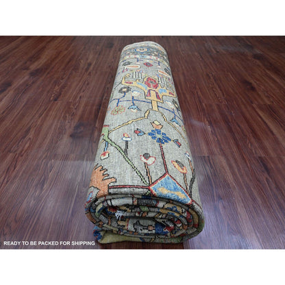 8'9"X12' Nevada Gray Peshawar Bijar Garus Design Hand Knotted Wool Rug