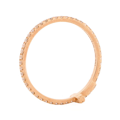 Tiffany & Co. T Wire Band Ring 18K Rose Gold With Pave Diamonds