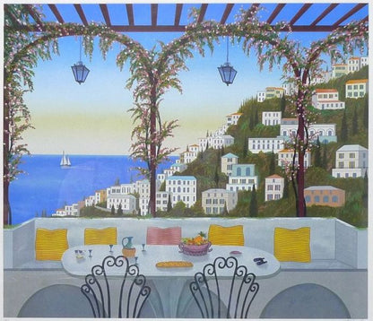 Fanch Ledan (France 1949) - Amalfi Coast Original Serigraph Print Signed Framed