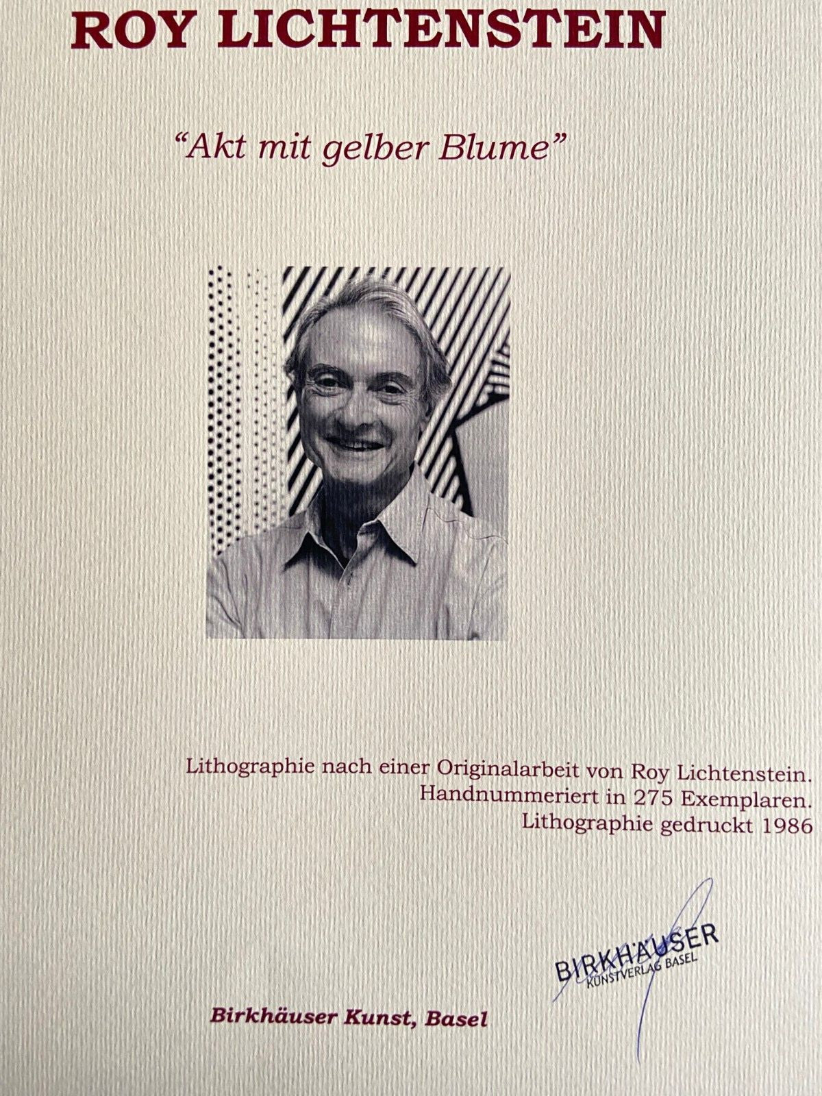 Roy Lichtenstein Lithograph Coa Signed Numbered By Hand Stamp