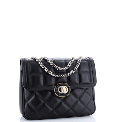 Gucci Deco Chain Flap Bag Mixed Matelasse Leather Small