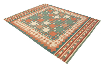 Geometric Dhurrie Rug Reversible Flat-Weave