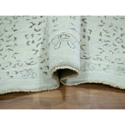 9'1"X12' Beau Blue Pre Historic Mamluk Design Hand Knotted Pure Wool Rug