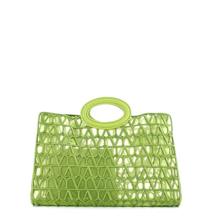 Valentino Garavani Le Troisieme Tote Toile Mesh Iconographe And Goatskin Medium