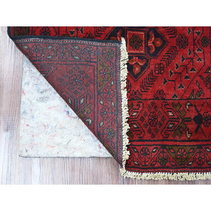 2'6"X6'3" Red Afghan Andkhoy Soft Wool Hand Knotted Runner Oriental Rug