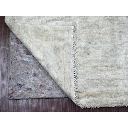 3'X9'7" Medium Gray Afghan Angora Oushak Hand Knotted All Wool Runner Rug