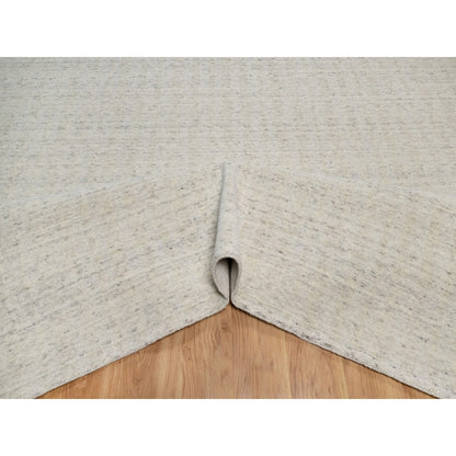 12'X15' Ivory Hand Loomed Xl Rug Salt And Pepper Effect Natural Wool