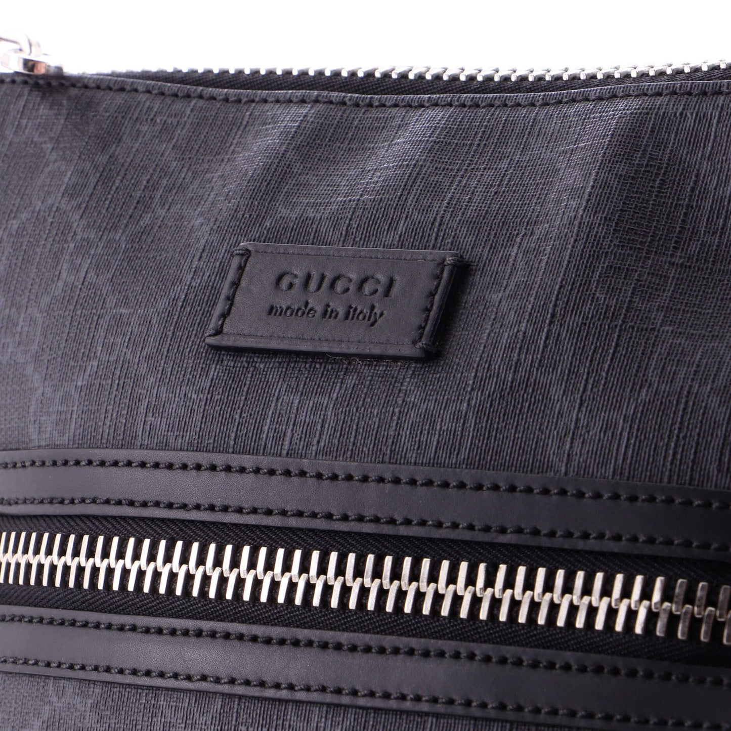 Gucci Web Strap Front Zip Messenger Bag Gg Coated Canvas Medium