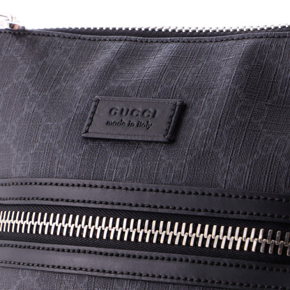 Gucci Web Strap Front Zip Messenger Bag Gg Coated Canvas Medium