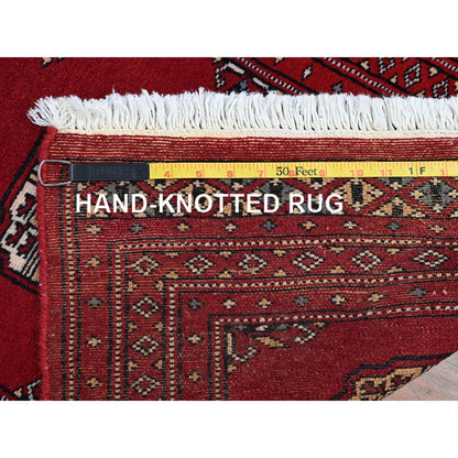 2'X3' Scarlet Red Princess Bokara Soft Wool Hand Knotted Sample Mat Rug
