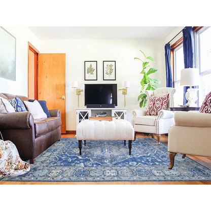 8'X10'1" Steel Blue Anatolian Village Inspired Wool Hand Knotted Rug
