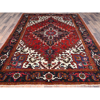 6'7"X9'2" Spanish Red Antique Organic Wool Hand Knotted Oriental Pile Rug