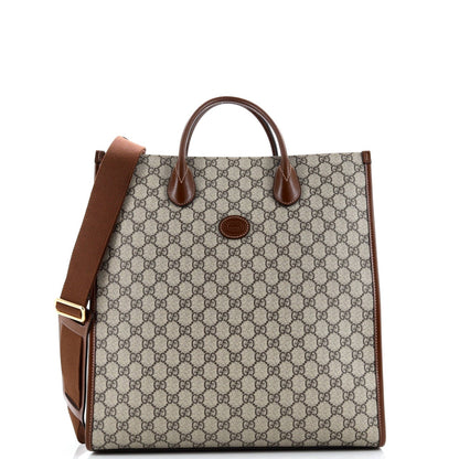 Gucci Vertical Structured Top Handle Open Tote Gg Coated Canvas Medium