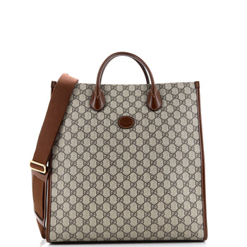 Gucci Vertical Structured Top Handle Open Tote Gg Coated Canvas Medium