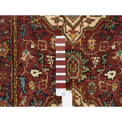 2'7"X18' Red Hand Knotted Fine Heris Re-Creation Wool Xl Runner Rug