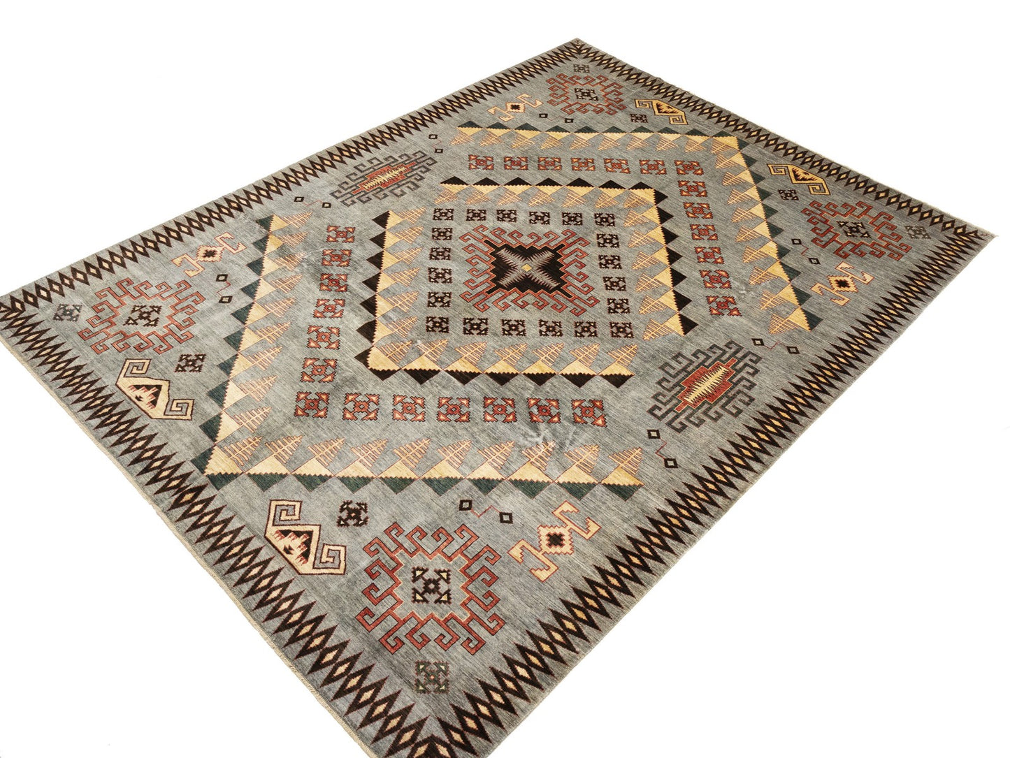 Geometric Tribal Afghan Oriental Rug Handmade Farmhouse Decor Carpet 10X14