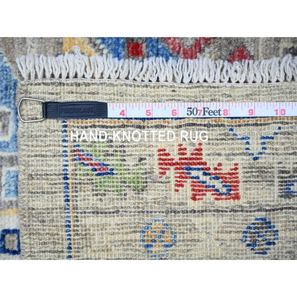 3'X11'8" Koala Gray Angora Oushak Vibrant Wool Hand Knotted Runner Rug