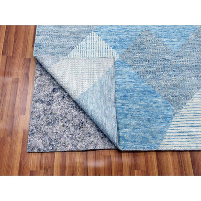 9'X12'1" Blue Geometric Art Deco Collection Wool Hand Knotted Rug