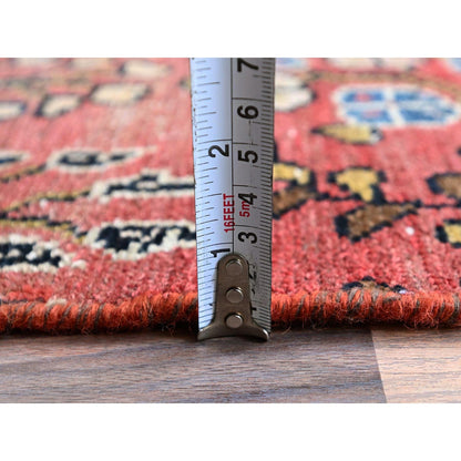 2'5"X5'10" Blush Red Vintage Zoroastrian Hand Knotted Wool Runner Rug
