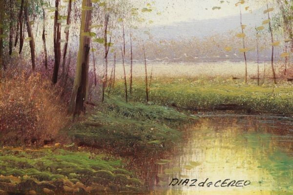 Daz De Cereo Early Spring By The Water Original Oil Painting Spain Signed