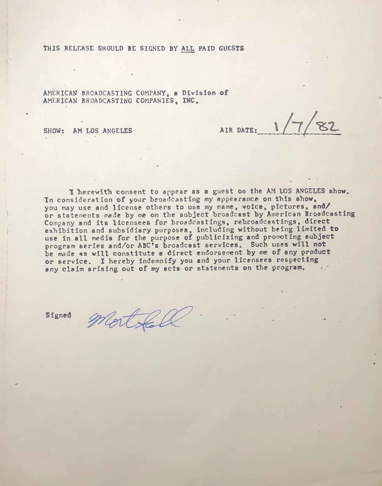 Mort Sahl Autographed Contract (Jsa)