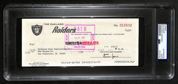 Al Davis Hof Signed/Autographed 8.5X3.5 Bank